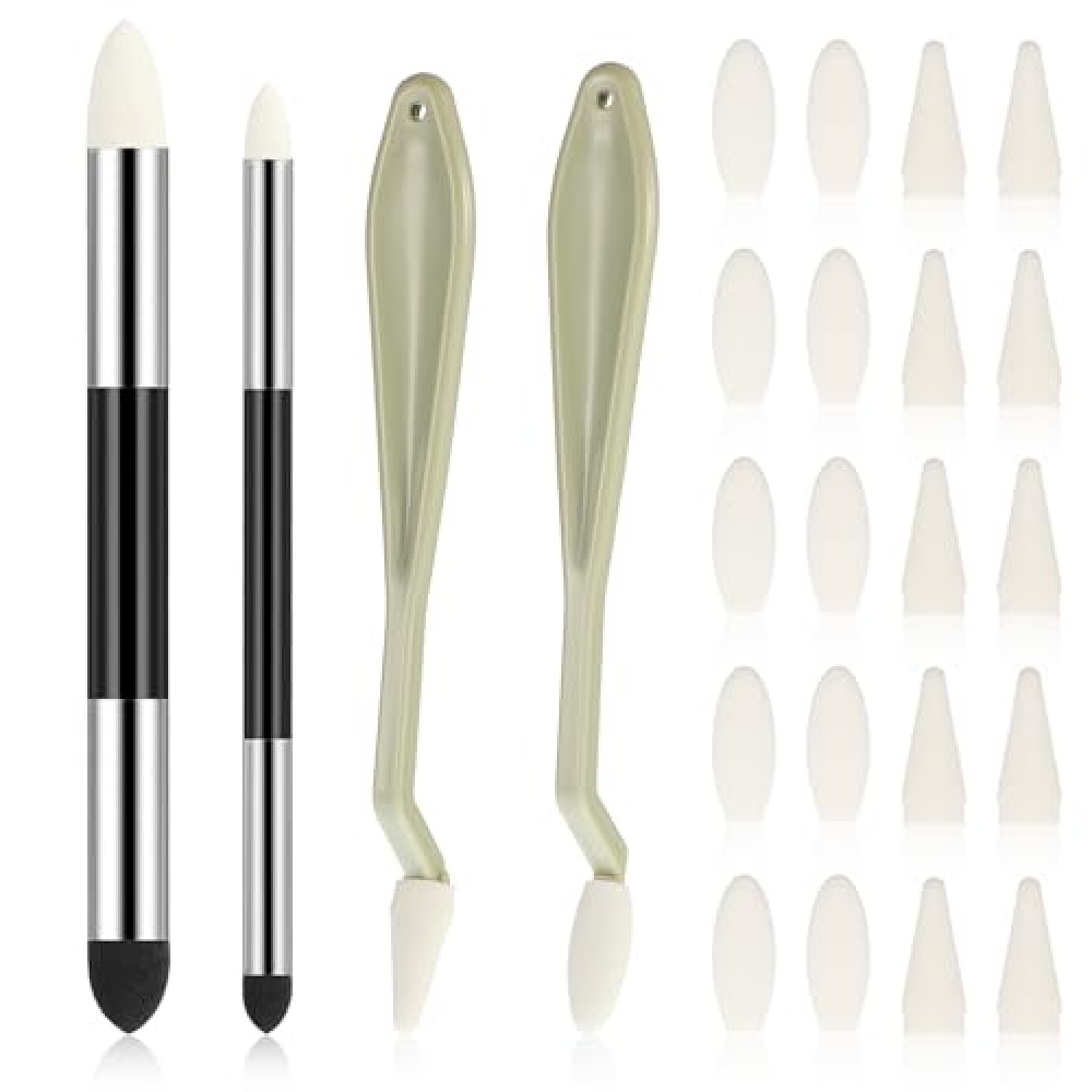24pcs Artist Blending Blending Stump Sponge Pen, Double Headed Drawing Art Blender Pencil Sketch Scrapers Tools with Sponge Head Washable Sketch Rubbing Sponge for Blending Lightening and Highlight