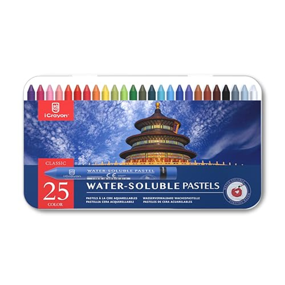 25 Colors Water Soluble Pastels, Watercolor Pastels Set for Beginners and Hobbyists, Includes Sharpener, Palette & Brush for Vibrant Art Creations (Classic) Pastel Paint Fiyatı