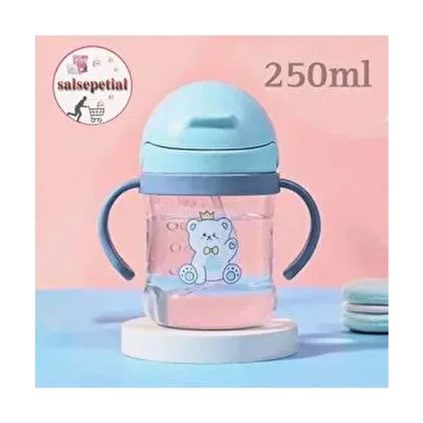 250ML Figürlü Pipeti Suluk Bebek Matara Sevimli Su Şişesi Bebek Pipetli Yatarken Içme Aparatı Var - Mavi Suluk Fiyatı