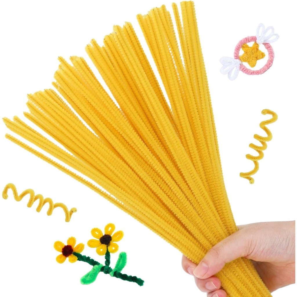 25'li Sarı Renkli Şönil, Eğitici Şönil Seti, Tüylü Tel, 30 Cm, Peluş Tel Anne Bebek Oyuncak Fiyatı
