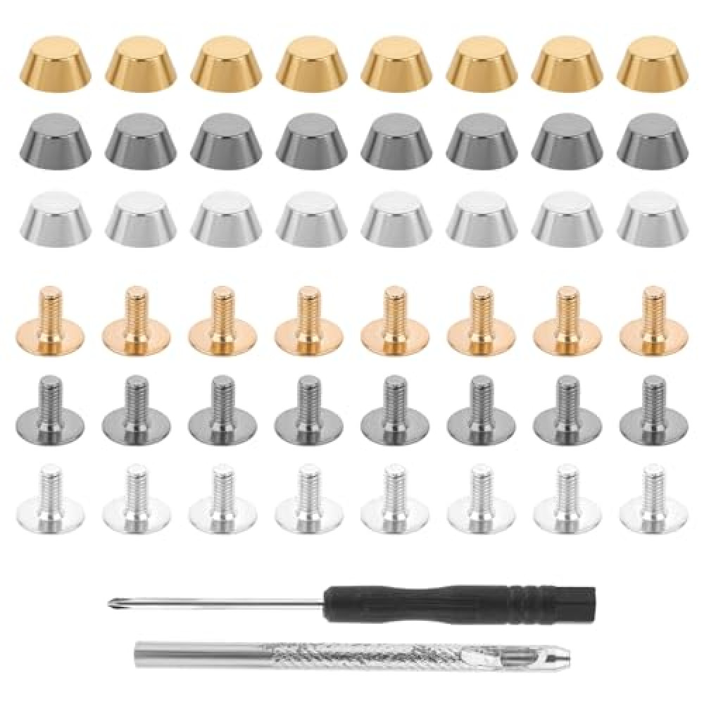 26Pcs Handbag Purse Feet Handbag Feet Nailhead Brass Studs Screw-Back Feet Flat Head Stud Metal Studs Rivet Leather Craft DIY for DIY Purse Handbag Leather Craft