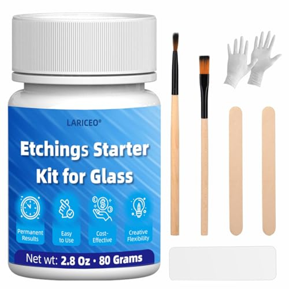 2.8 oz Glass Etch Starter Cream Kit for Intricate Designs, Art Etch Starter with 6 Tools, Artists and Beginners Can Easily Use Etching Cream Kit for Glass to Create on Picture Frame, Award, Trophie