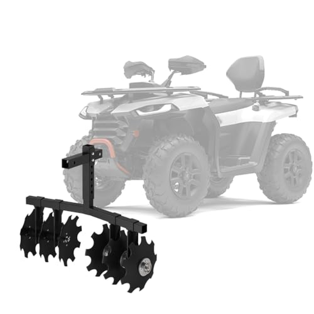 28" Width Disc Plow Harrow with Universal 2" Receiver Mount, Adjust Height, Heavy Duty Cut Disc Plow, Pull Behind Tiller Disc Plough Harrow for ATV/UTV, Black