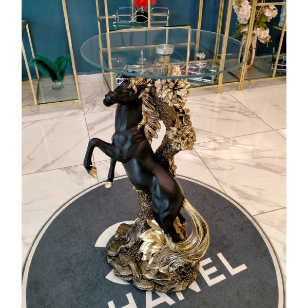 2Adam1Dekor - Güllü At Sehpa Siyah-Gold Orta Sehpa Fiyatı
