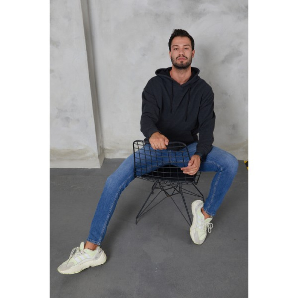 2D2B Erkek Oversize Kapüşonlu Kanguru Cepli Ribanalı Uzun Kollu Basic Sweatshirt Erkek Sweatshirt Fiyatı