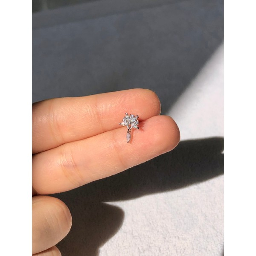 2D2B Nature Cerrahi Çelik Sallantılı Zirkon Taşlı Gümüş Renk 1cm Piercing Altın & Gümüş Piercing Fiyatı