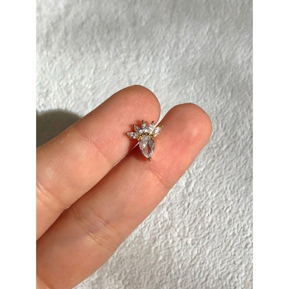 2D2B Nature Cerrahi Çelik Zirkon Damla Taşlı Gold Piercing Altın & Gümüş Piercing Fiyatı