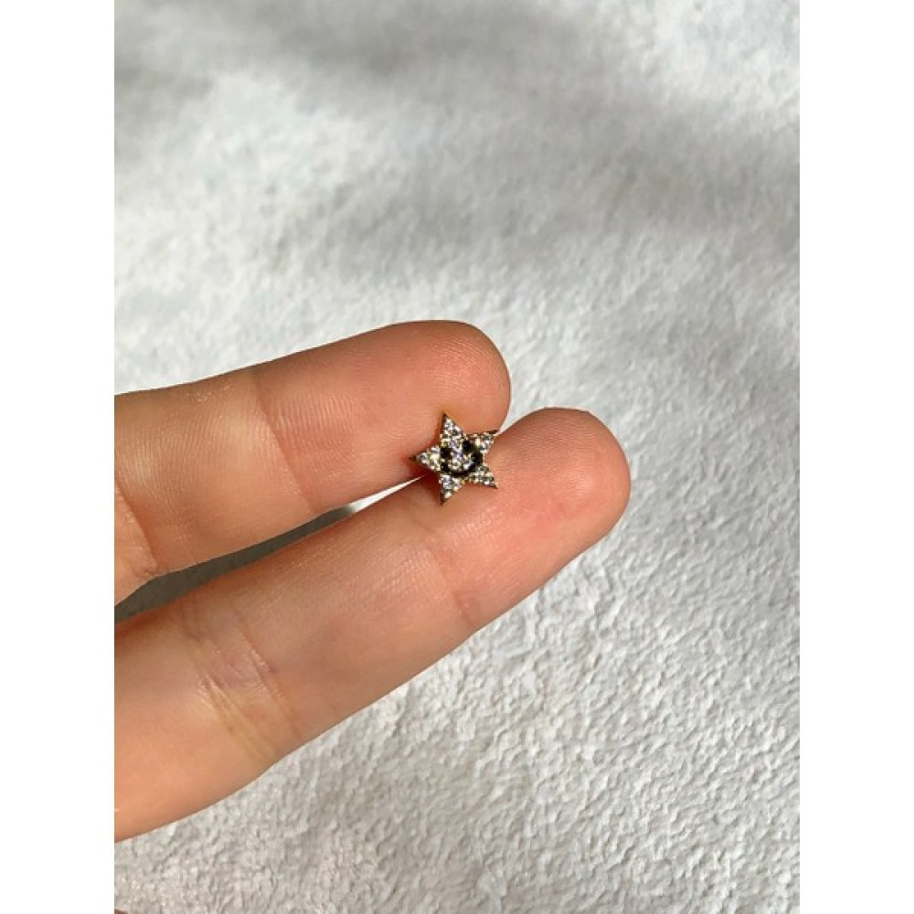 2D2B Nature Cerrahi Çelik Zirkon Taşlı Gülen Yüzlü Gold Yıldız Piercing Altın & Gümüş Piercing Fiyatı