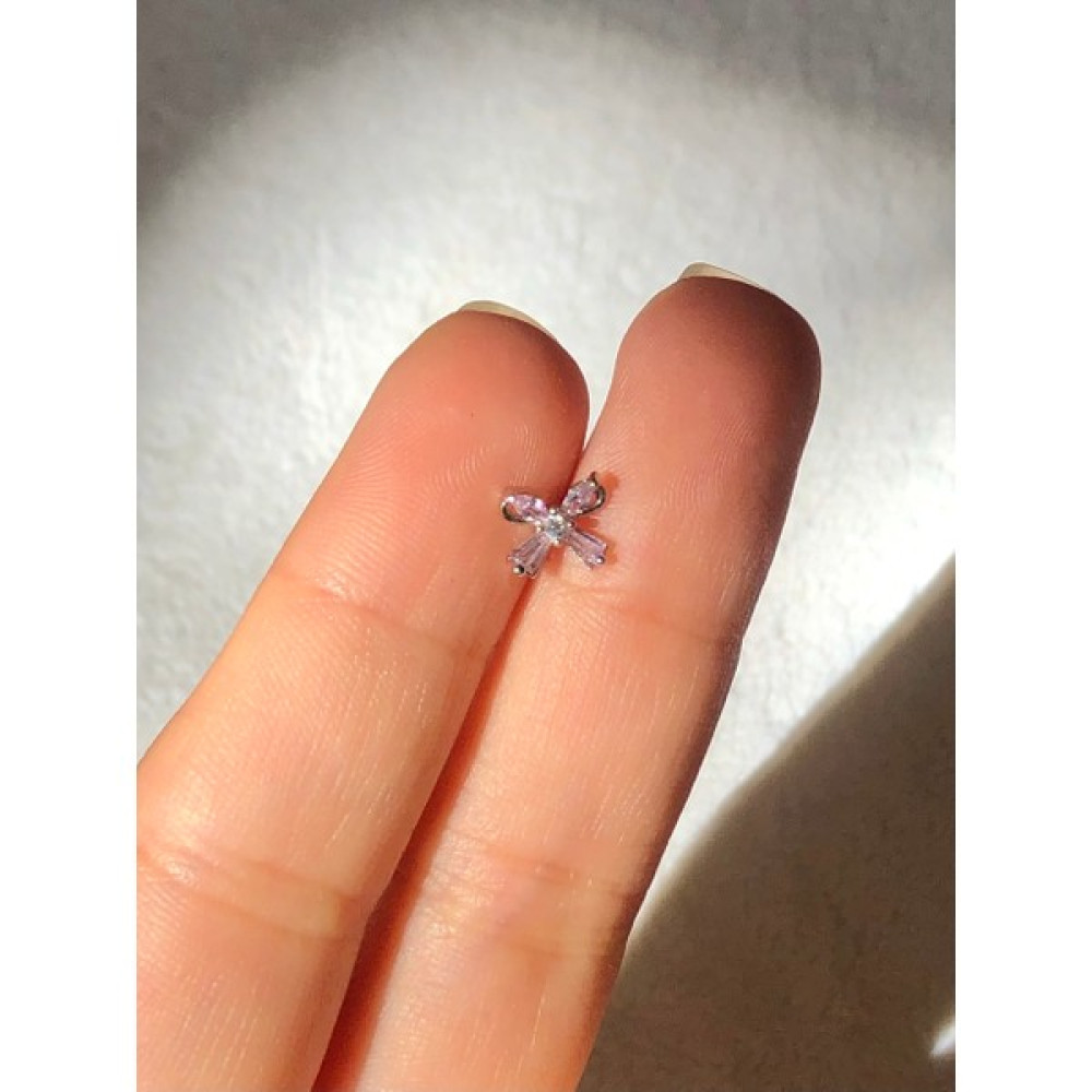 2D2B Nature Pembe Zirkon Taşlı Fiyonk Piercing - Gümüş Altın & Gümüş Piercing Fiyatı
