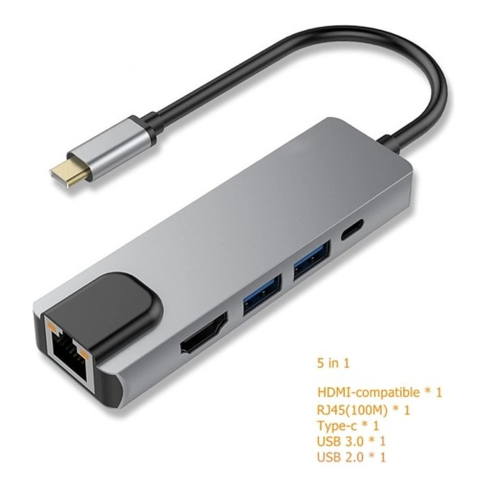 2Guoyang Gri 5'i 1 Arada Trumsoon USB C Hub'dan 4K Hdtv'ye RJ45 Lan USB 3.0 2.0 Sd Tf Kart Okuyucu Tip C Dock MacBook iPad Samsung S21 Dex Ps5 Tv A... Flash Bellekler Fiyatı