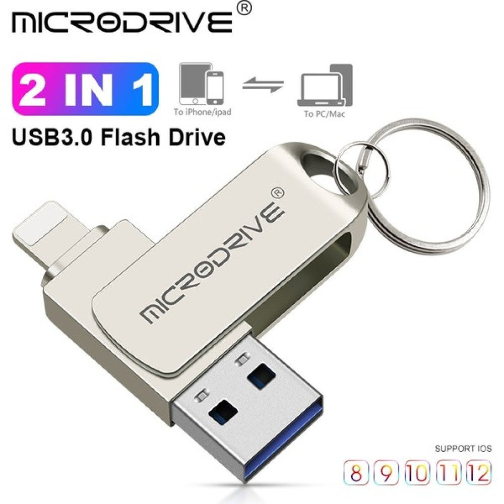 2Guoyang Gümüş 64GB Döndürme USB 3.0 Flash Sürücüsü iPhone Için 2'si 1 Arada Usb-A'dan Lightnin Arayüzüne Usb3.0 Pendrive For Iphone7/8/9/11/12/13 ... Telefon Yedek Parça Fiyatı