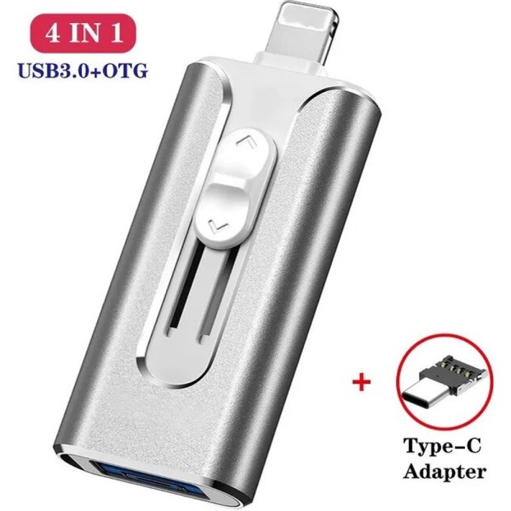 2Guoyang Gümüş Gönderme Tip C 16GB 4 In 1 Metal USB Flashdrive 128GB Otg Sürücü 32GB 64GB iPhone 11 Pro/xr/xs Için USB 3.0 Flash Disk Max USB Belle... Telefon Yedek Parça Fiyatı