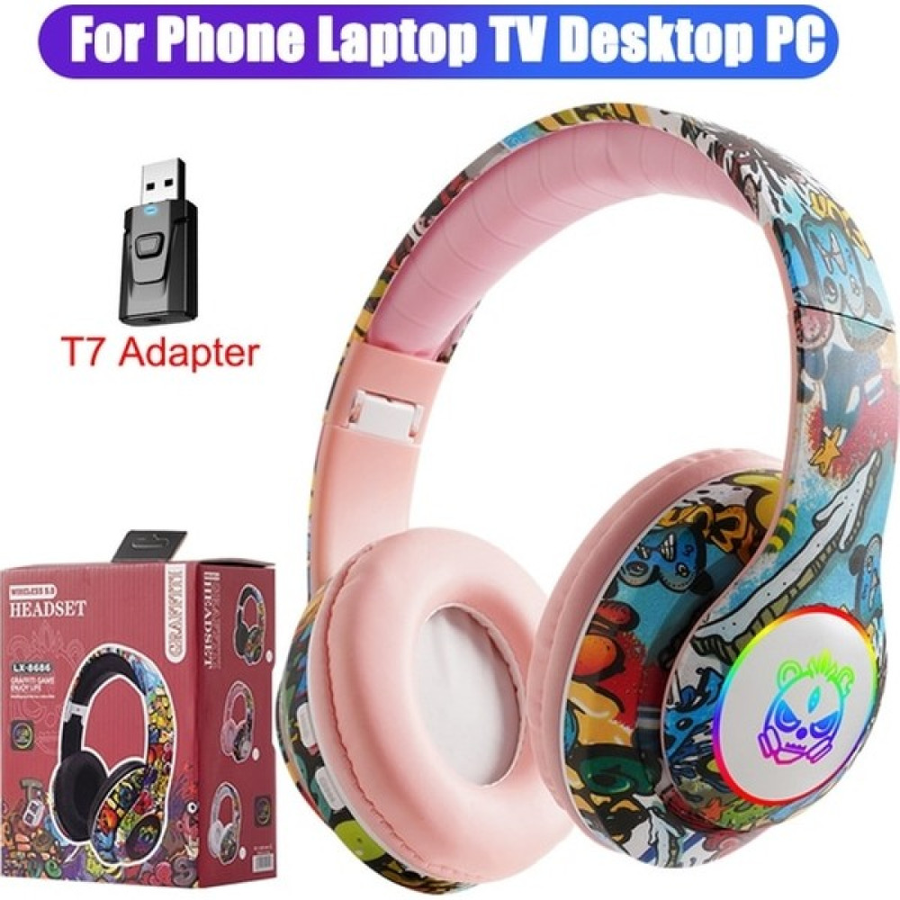 2Guoyang Pembe T7 Adaptörü Ps4 Ps5 Tv Dizüstü Bilgisayar Bluetooth Kulaklık Rgb Oyun Müzik Kulaklık Mikrofonlu Kulaklık Desteği Tf Kart Kız Erkek D... Kulak Üstü Kulaklık Fiyatı