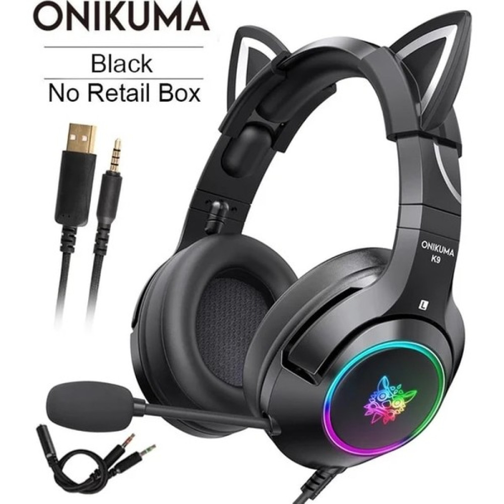 2Guoyang Siyah Hiçbir Kutu Onıkuma K9 Gaming Headset Casque Sevimli Kız Pembe Kedi Kulak Stereo Mikrofonlu Kulaklıklar LED Işık Dizüstü Bilgisayar ... Kulak Üstü Kulaklık Fiyatı