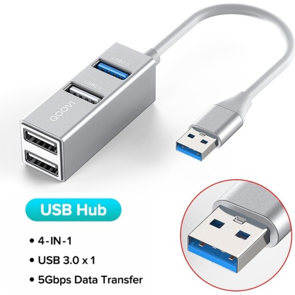 2Guoyang USB A Fişi Gümüş Qoovı USB C Hub 4 Bağlantı Noktalı USB Tip C'den USB 3.0 Hub Splitter Macbook Pro iPad Yüzey Samsung S21 Xiaomi Için Usb-... Flash Bellekler Fiyatı
