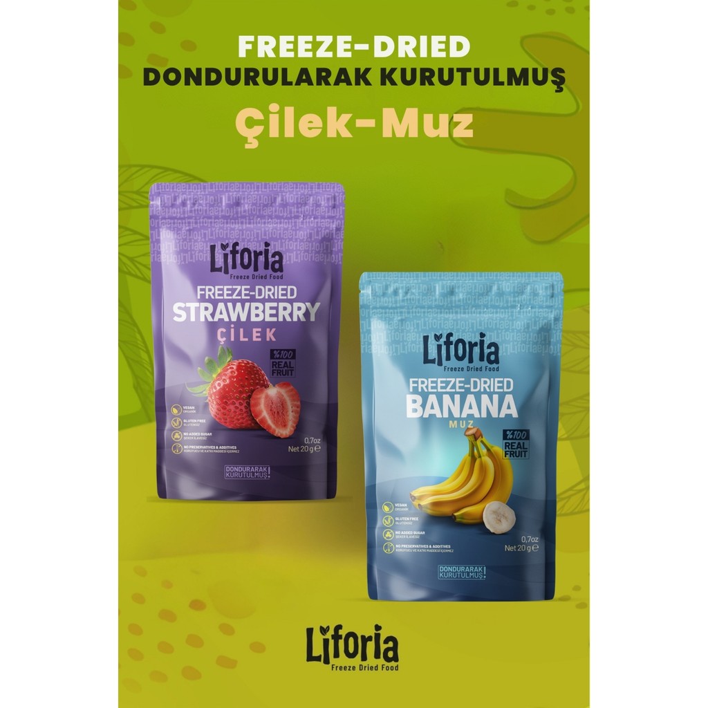 2’li Dondurularak Kurutulmuş Kuru Meyve - Sağlıklı Atıştırmalık - Çilek ve Muz Kurusu Freeze Dried - 40 gr Diğer Fiyatı