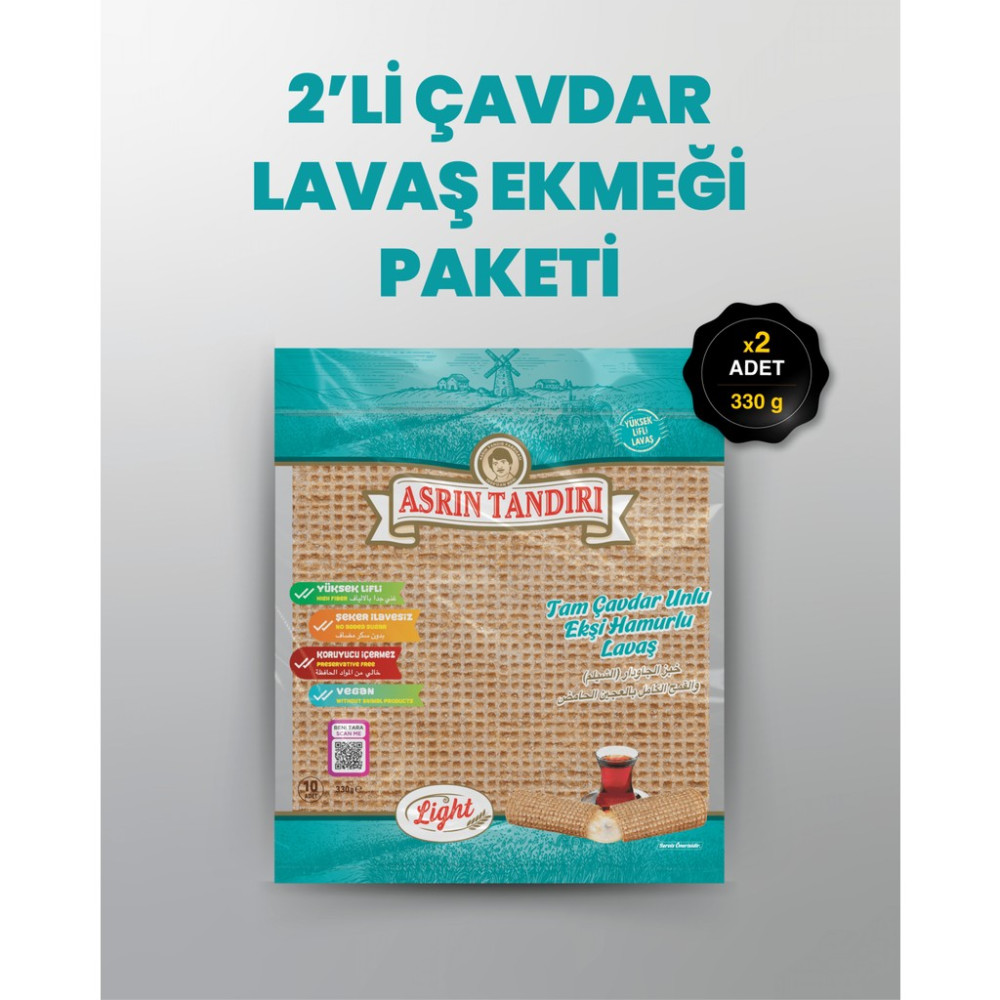 2'li Paket Asrın Tandiri Ekşi Hamurlu Çavdar Lavaş Ekmeği 330 gr %100 Doğal ve Katkısız - 2 Adet Unlu Mamüller Fiyatı