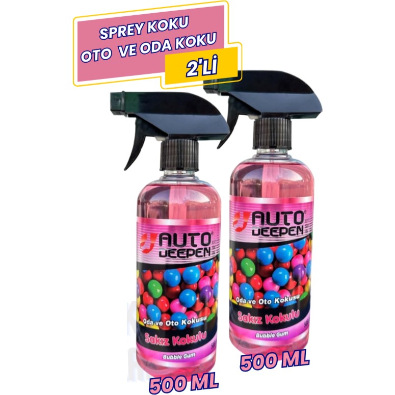 2'li Sakız Kokulu Sprey Oto Parfüm ve Oda Parfümü Ortam Kokusu Araba Kokusu 2X500 ml - SPREY KOKU Evcil Hayvan Ürünleri Fiyatı