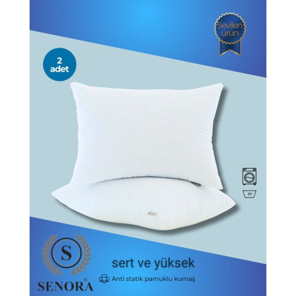 2’li Sert ve Yüksek Yastık( Pamuklu Kumaş) - Beyaz - 50 x 70 cm Yastık Kılıfı Fiyatı