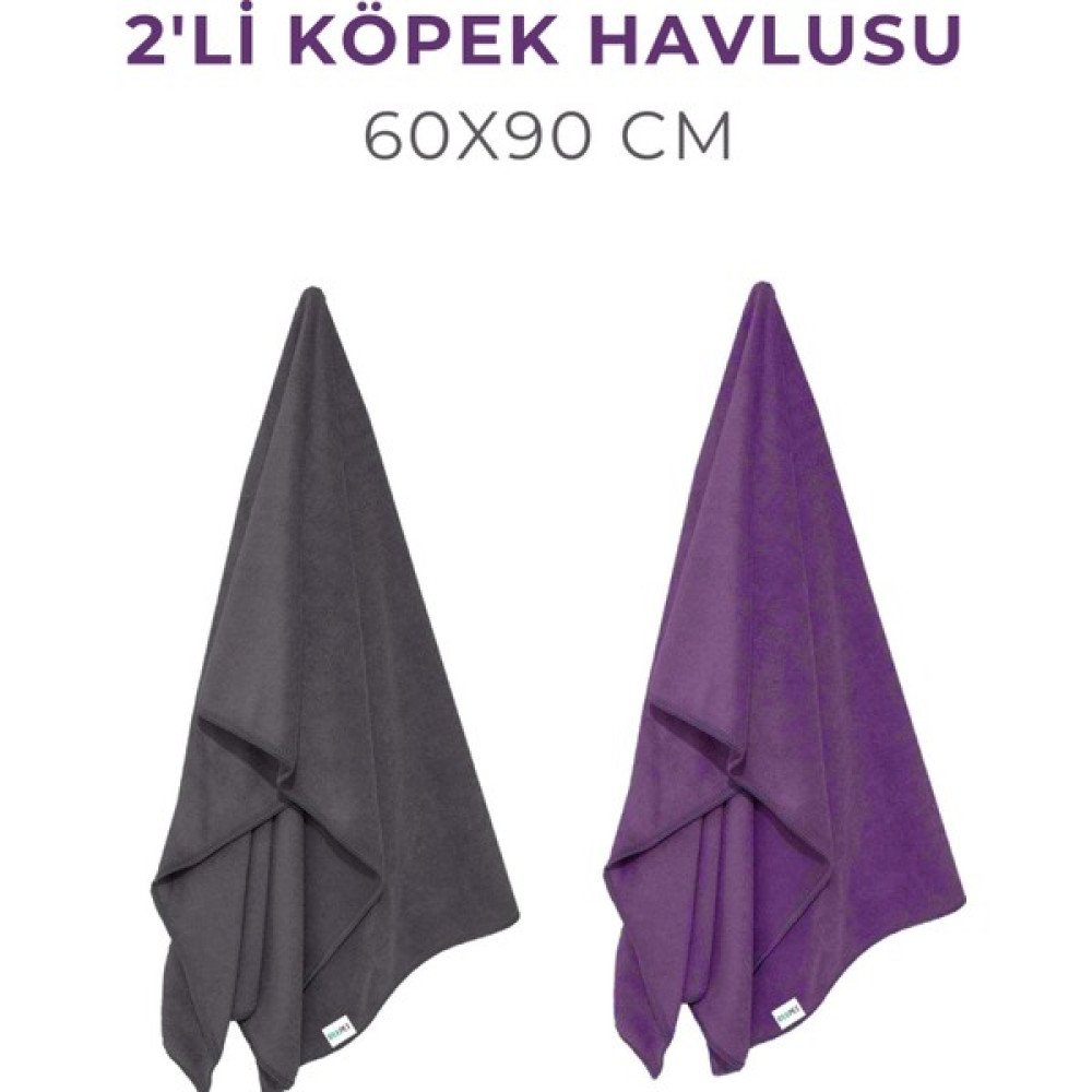 2'li Set Köpek Havlusu, Süper Su Emici Mikrofiber, 60x90 Cm Evcil Hayvan Ürünleri Fiyatı