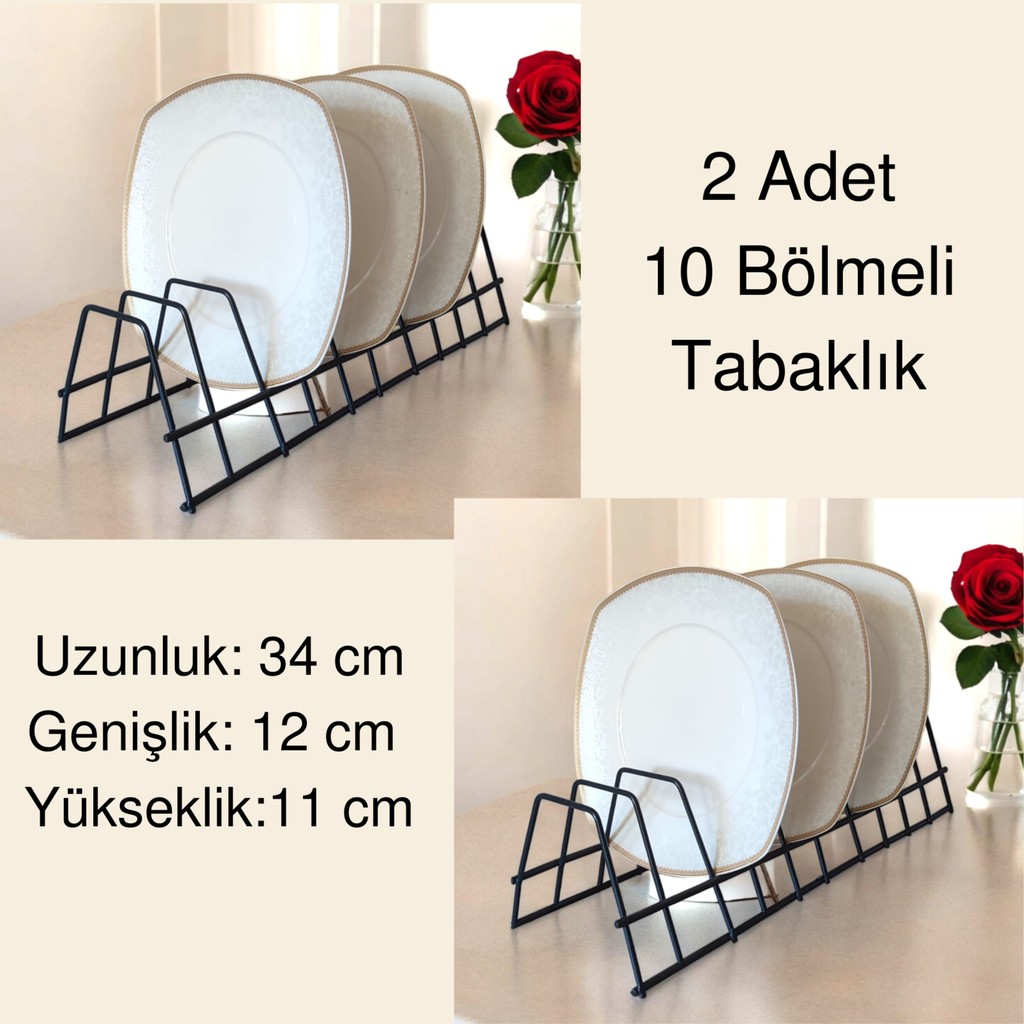 2'li Tabaklık Rafı- Tencere Kapak Düzenleyici-Tabak Kurutmalık -10 Bölmeli Stand - Antrasit Tencere / Tava Setleri Fiyatı