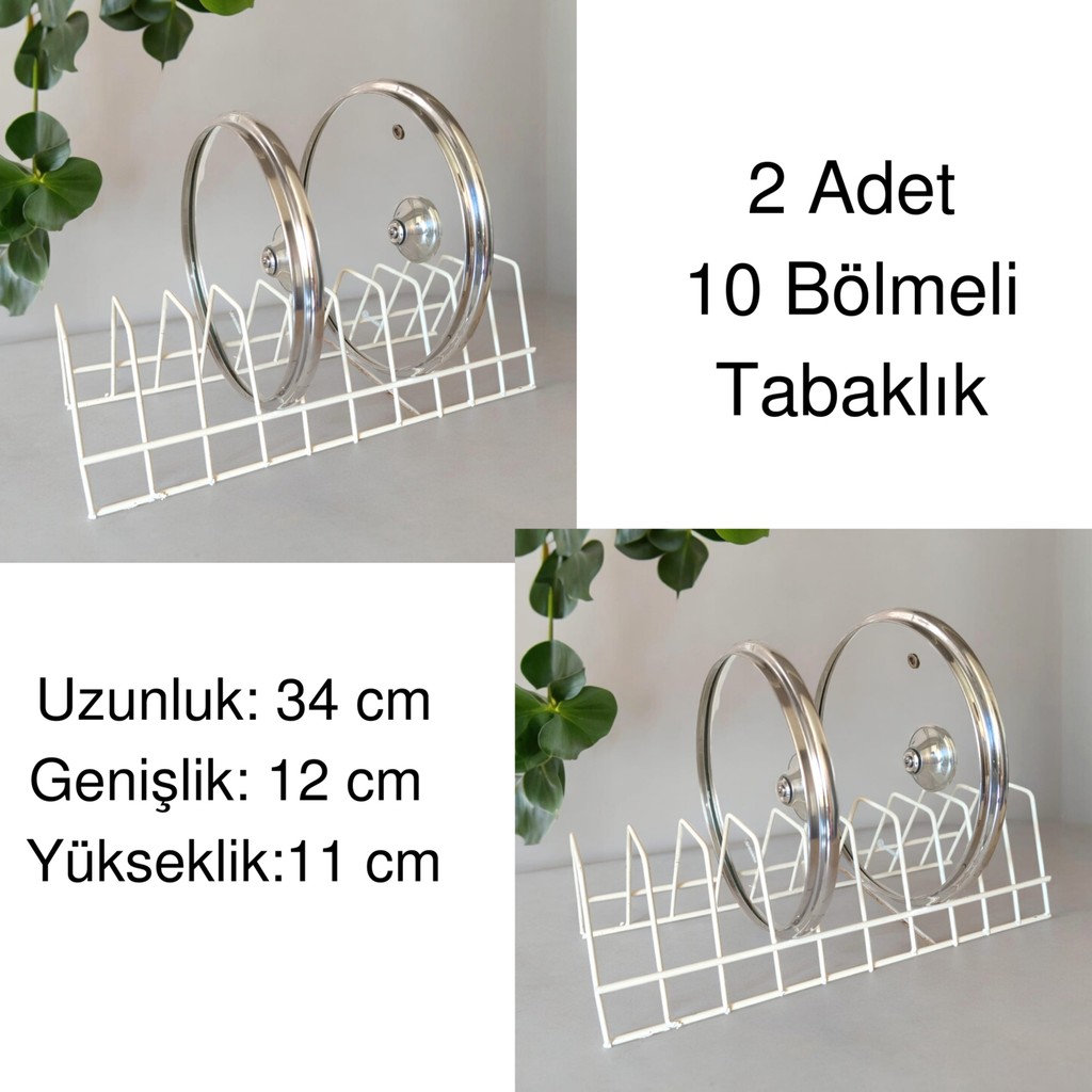 2'li Tabaklık Rafı- Tencere Kapak Düzenleyici-Tabak Kurutmalık -10 Bölmeli Stand - Krem Tencere / Tava Setleri Fiyatı