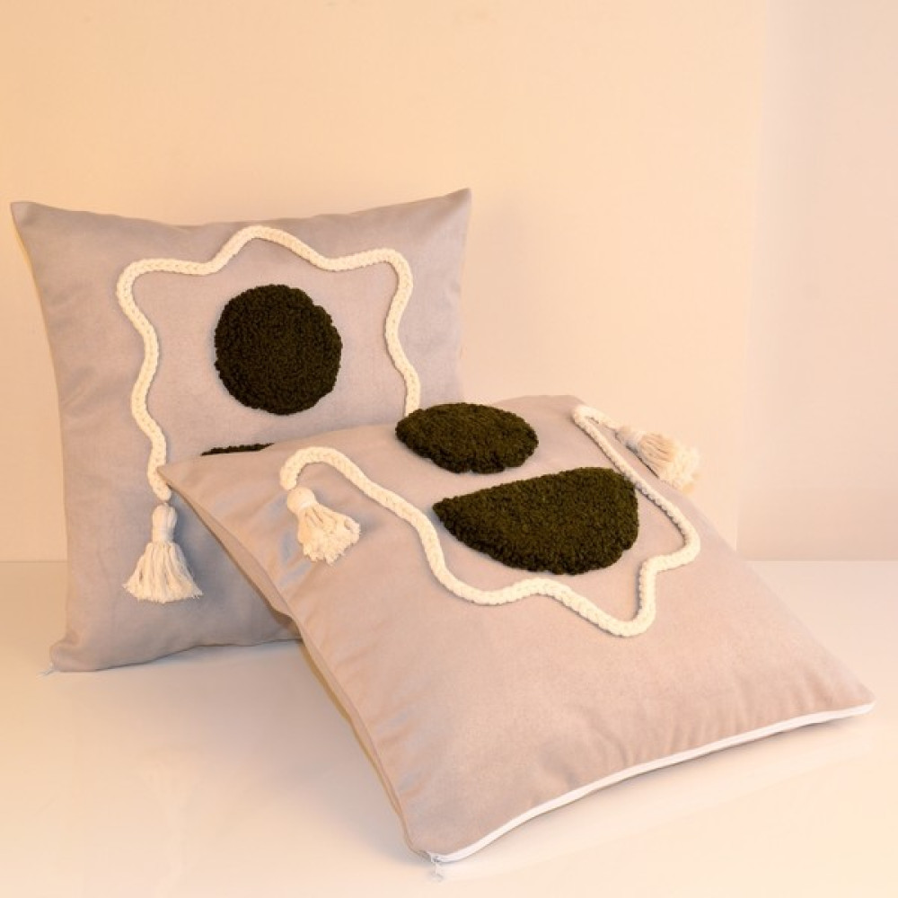 2’li Takım / Bohem / Punch (Panç) / Kırlent Kılıfı / El Işçiliği - 45 x 45 cm - Renkli Kırlent / Mobilya Yastığı Fiyatı