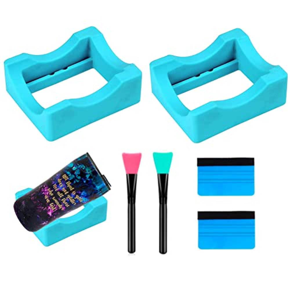2PACK Silicone Cup Cradle for Tumbler with Built-in Slot,Tumbler Holder for Crafts Use to Apply Vinyl Decals for Tumblers and Alignment of Decals on Cups Come with Felt Edge Squeegee (2 Pack)