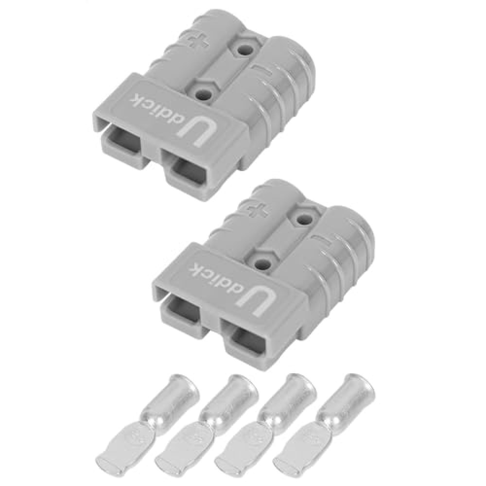 2PCs 50 Amp Battery Quick Disconnect Connector, 8 AWG Battery Cable Connector, Quick Connect Wire Harness Plug for Towing Winch, 12-24V, Grey