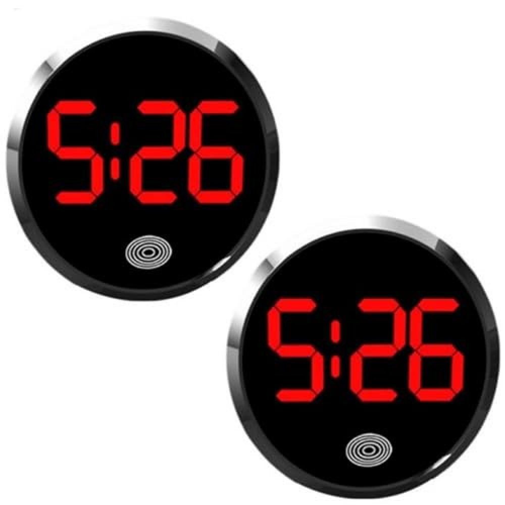 2Pcs Car Clock, Digital Dashboard Car Clock, Round Vehicle Decorative Clock for Dashboard, 1.8 Inch Luminous Car Clock Dashboard Time Display, Compact Vehicle Clock, Car Interior Accessory