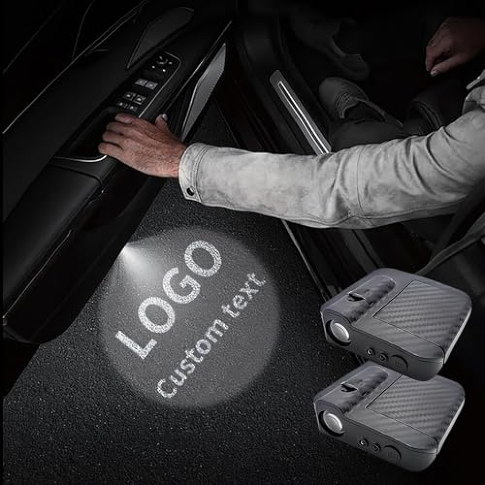 2pcs Car Door Light Projector, Custom Pattern and Logo, Led HD Car Door Lights Logo Projector, USB Rechargeable Door Step Courtesy, Welcome Lights