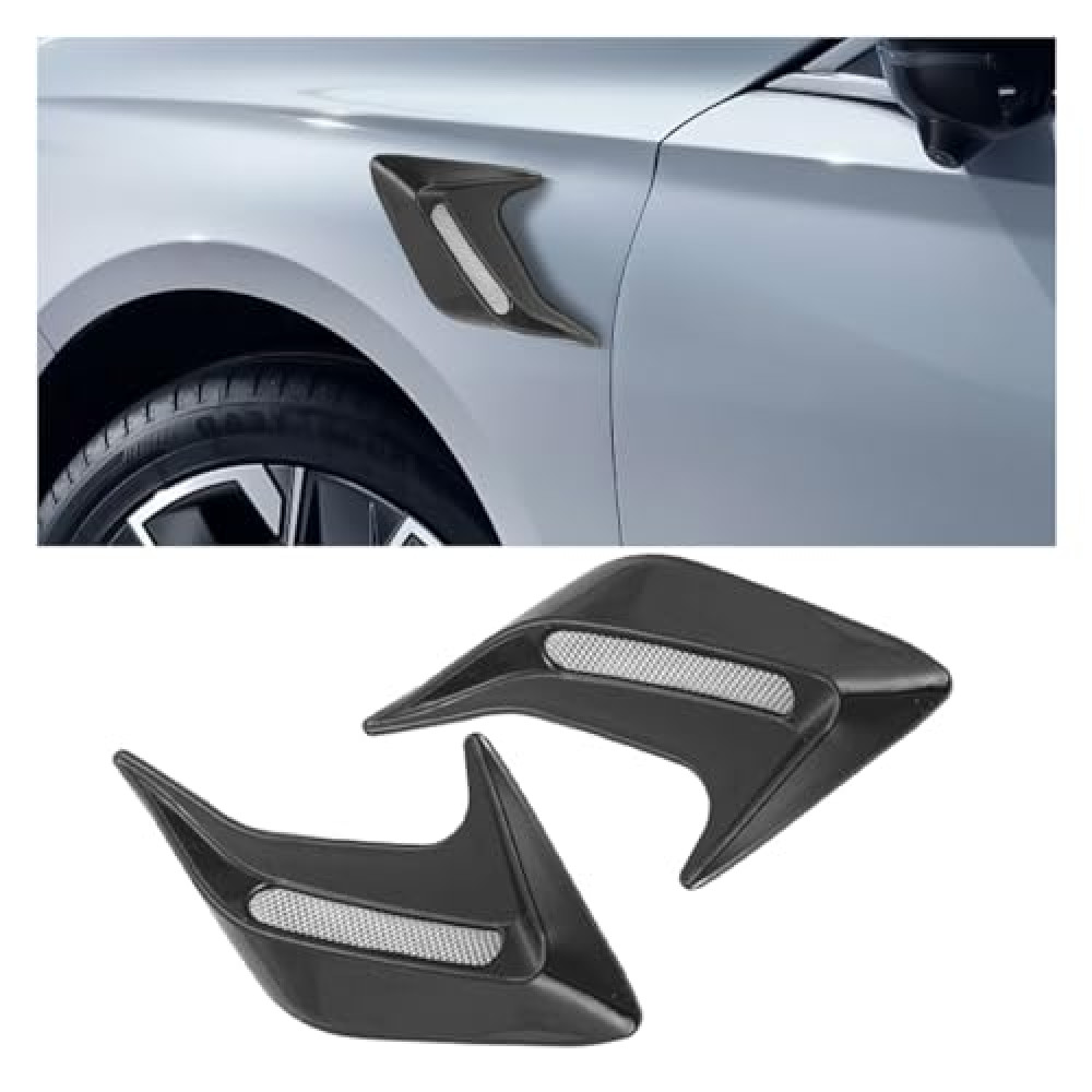 2PCS Car Hood Ventilation Trim Cover, Air Flow Intake Scoop Hood Cover, Shark Gill Bonnet Vent Trim, Automotive Exterior Decorative Accessories for Car SUV Truck (Black)