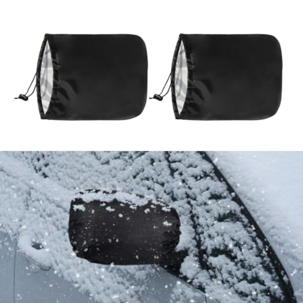 2PCS Car Side Mirror Covers - Waterproof Snow Mirror Cover Protects from Ice Snow Frost Dew Rain Bird Poop - Silver Coated Rearview Protection Cover Winter Snowproof Accessories for Cars Trucks SUVs