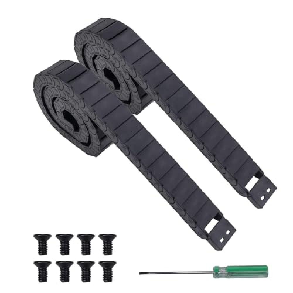 2PCs Drag Chain, 15 x 30mm Cable Carrier Plastic Flexible Open Type, Wire Carrier Cable with End Connectors, for 3D Printers, CNC Engravers, Woodworking Engraver, Milling Machine