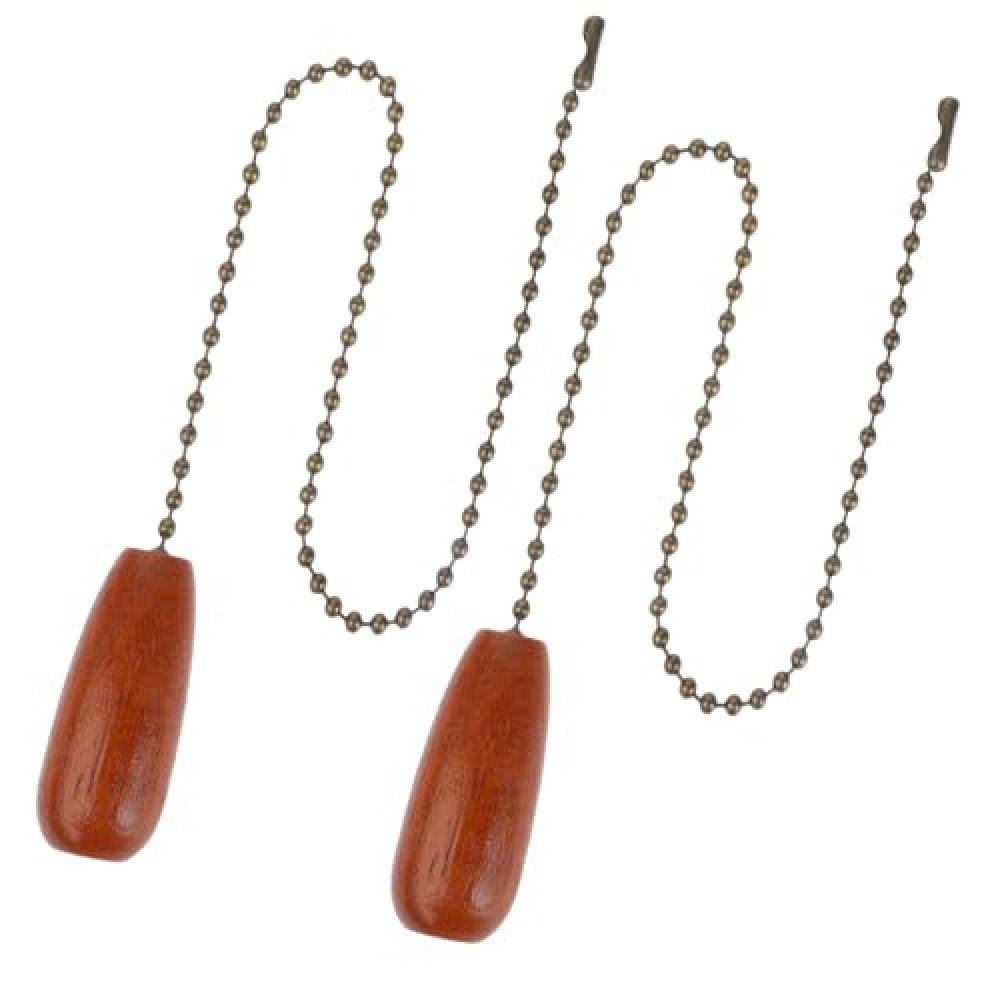 2PCS Fan Pulls Decorative, 13 Inch Wooden Fan Light Pull Chain Extensions for Fans, Table Lamps, Lamps, Bathroom Light Chain Decoration (Brown)