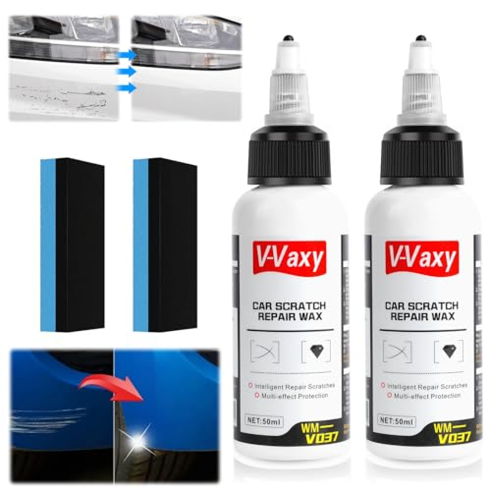 2Pcs V-Vaxy Car Scratch Repair Wax, Car Buff Out Scratch, Intelligent Repair Scratcher, Car Paint Scratch Repair, V-Vaxy Paint Restorer, Scratch Repair, Multi-effect Protection (1.76 fl oz）