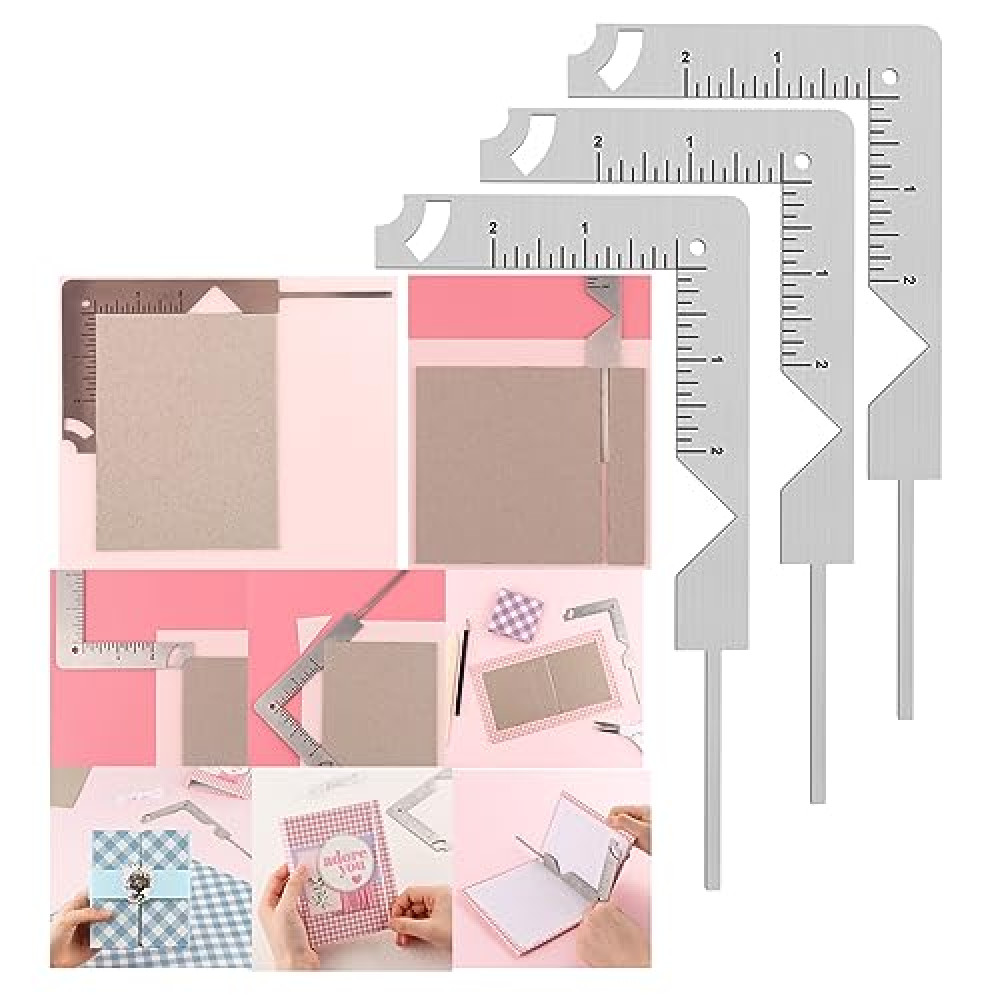 2Pcs/Set,Book Cover Guide,5-in-1 Stainless Steel Metal Bookbinding Cover Tool for Making Book Cover Creating Book or Album Covers Out of Chipboard Makes Creating Covers Out of Chipboard Simple