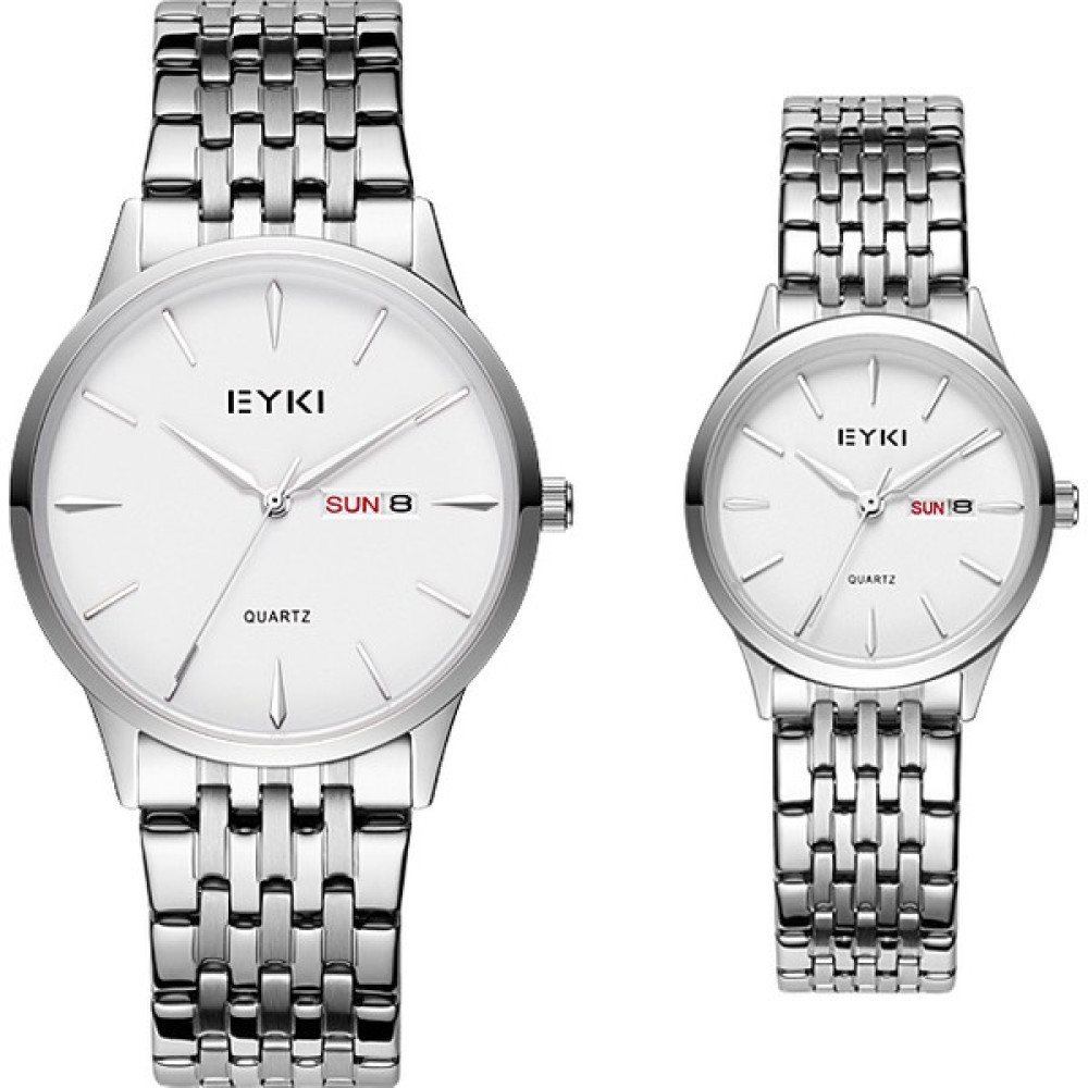 2xudc Picture_-4 Eyki E2071LS Çift Saatleri Çelik Kemer Erkek ve Kadın Saati Çift Takvim Moda Kadın Saati (Yurt Dışından) - Renkli Kol Saatleri Fiyatı