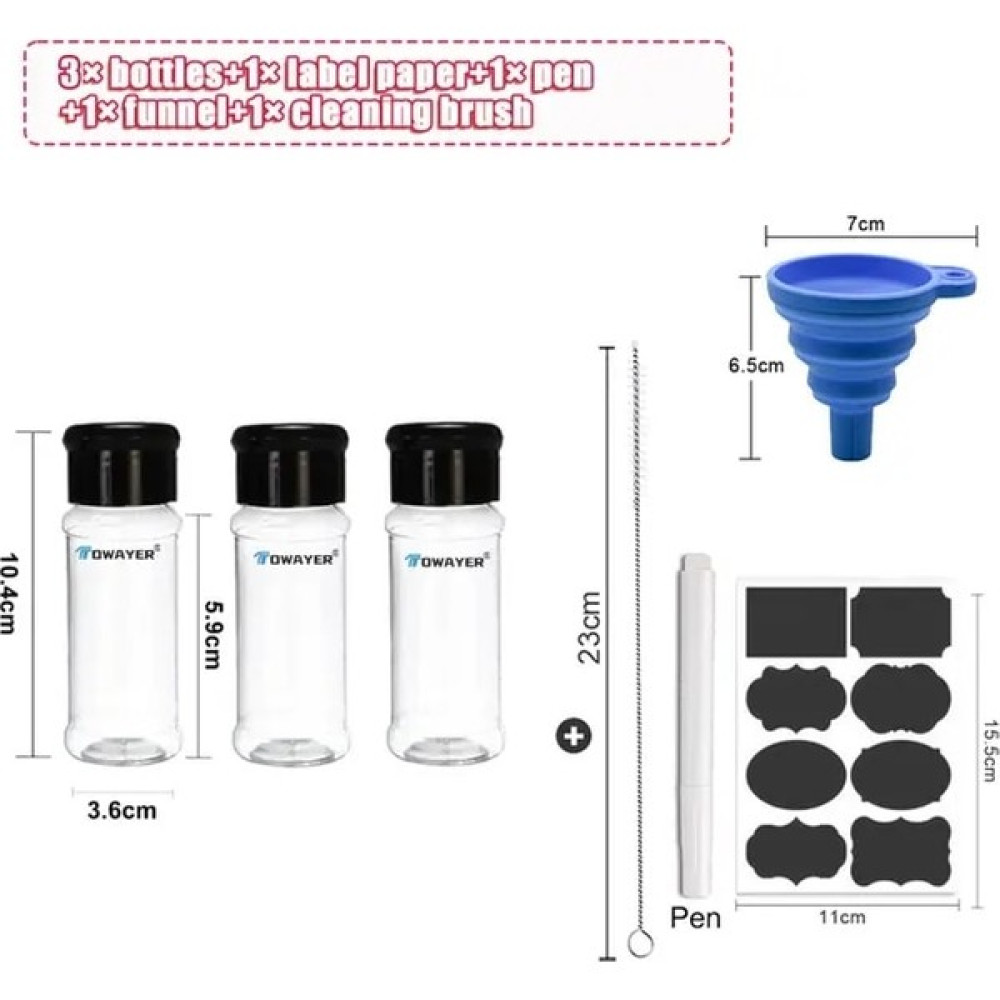 3 Adet 100 ml Baharat Baharat Kavanoz Şeffaf Çeşni Şişe Seti ve Etiket Barbekü Tuz Biber Tozu Çalkalayıcı Konteyner Mutfak Gadget (Yurt Dışından) Baharat Setleri & Baharatlıklar Fiyatı