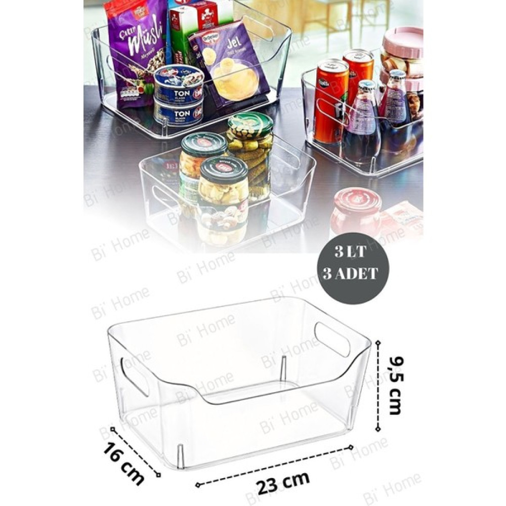 3 Adet 3 Lt New Clear Buzdolabı & Dolap Içi Düzenleyici Seti Küçük Saklama Kapları Fiyatı