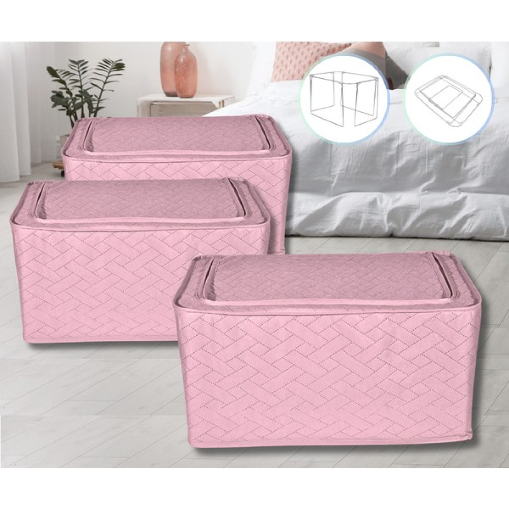 3 Adet Çelik Çerçeveli Çok Amaçlı Kutu Mega Büyük Hurç Telli Hurç Organizer Kutu 40X60X30CM Yorgan Hurcu - Pudra Hurç Fiyatı