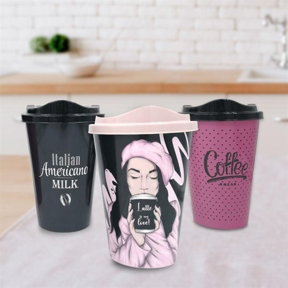 3 Adet Kahve Bardağı Seti Dekoratif Plastik Kahve Muhafaza Bardağı - Renkli - 110 ml Fincan / Bardak / Kahve Takımı Fiyatı