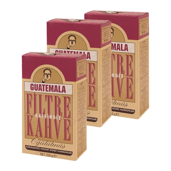3 Adet Mehmet Efendi Guatemala Kafeinsiz Filtre Kahve 250gr - 750 gr Kahve Fiyatı