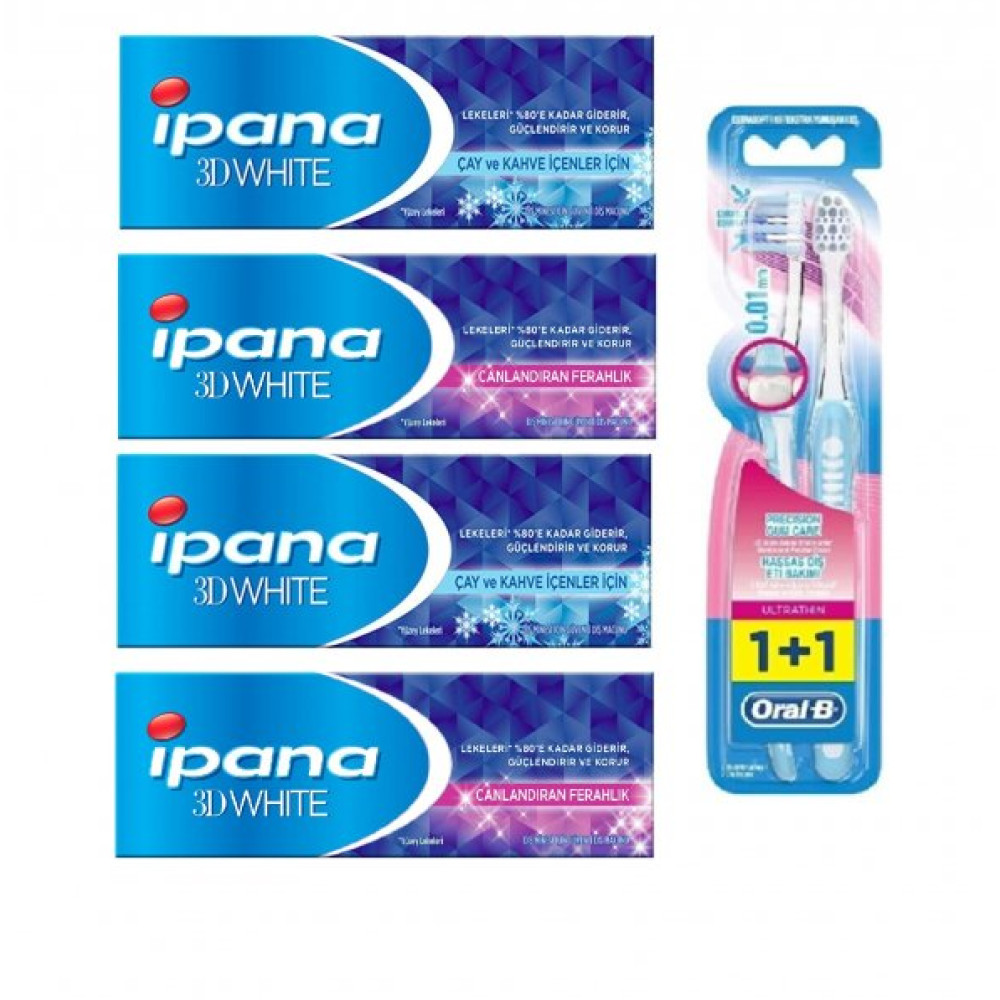 3 Boyutlu Beyazlik Canlandiran Ferahlik+Cay Kahve Icenler Dis Macunu 75 Ml+ Oral-B Firca Yumusak 2Li Diş Macunları Fiyatı