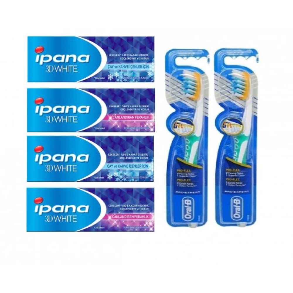 3 Boyutlu Beyazlik Canlandiran Ferahlik+Cay Kahve Icenler Dis Macunu 75 Ml+ Oral-B Firca Yumusak 4Lu Diş Macunları Fiyatı