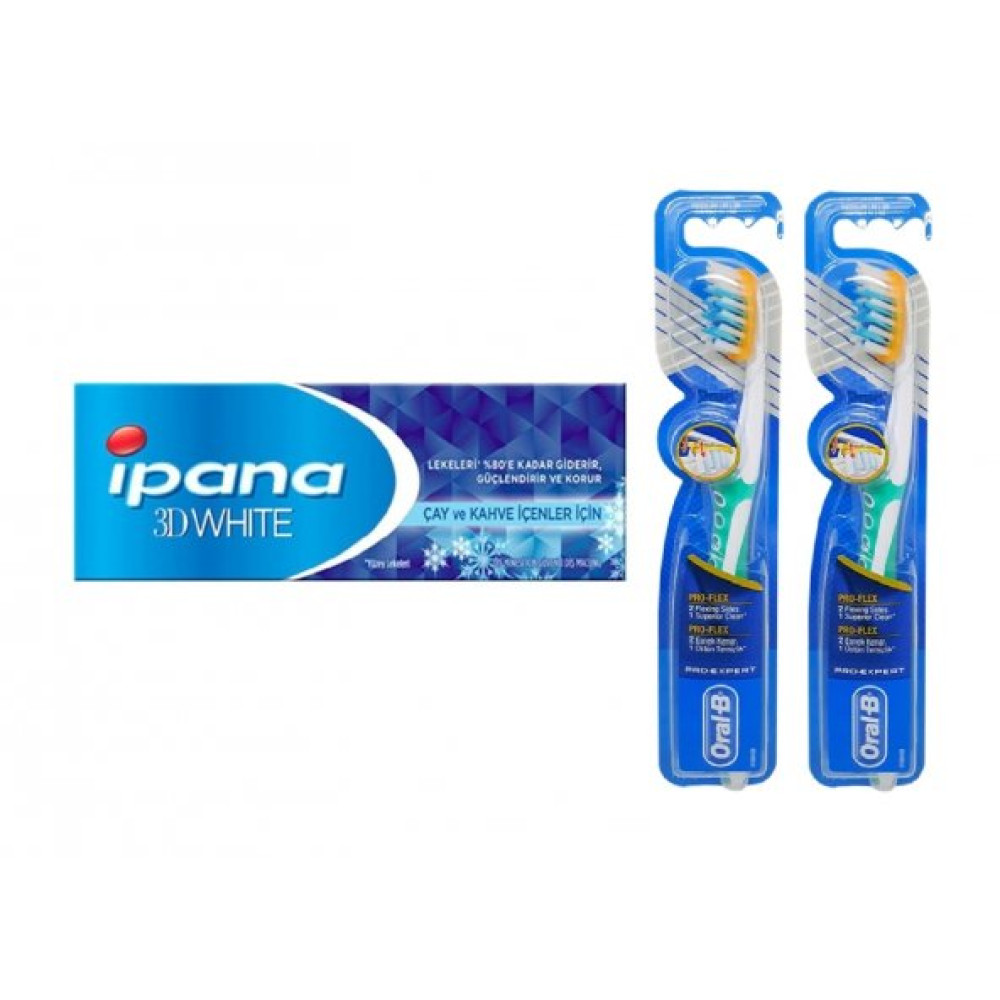 3 Boyutlu Beyazlik Cay Ve Kahve Icenler Ferahlik Dis Macunu 75 Ml+ Oral-B Dis Fircasi Pro-Flex Diş Macunları Fiyatı