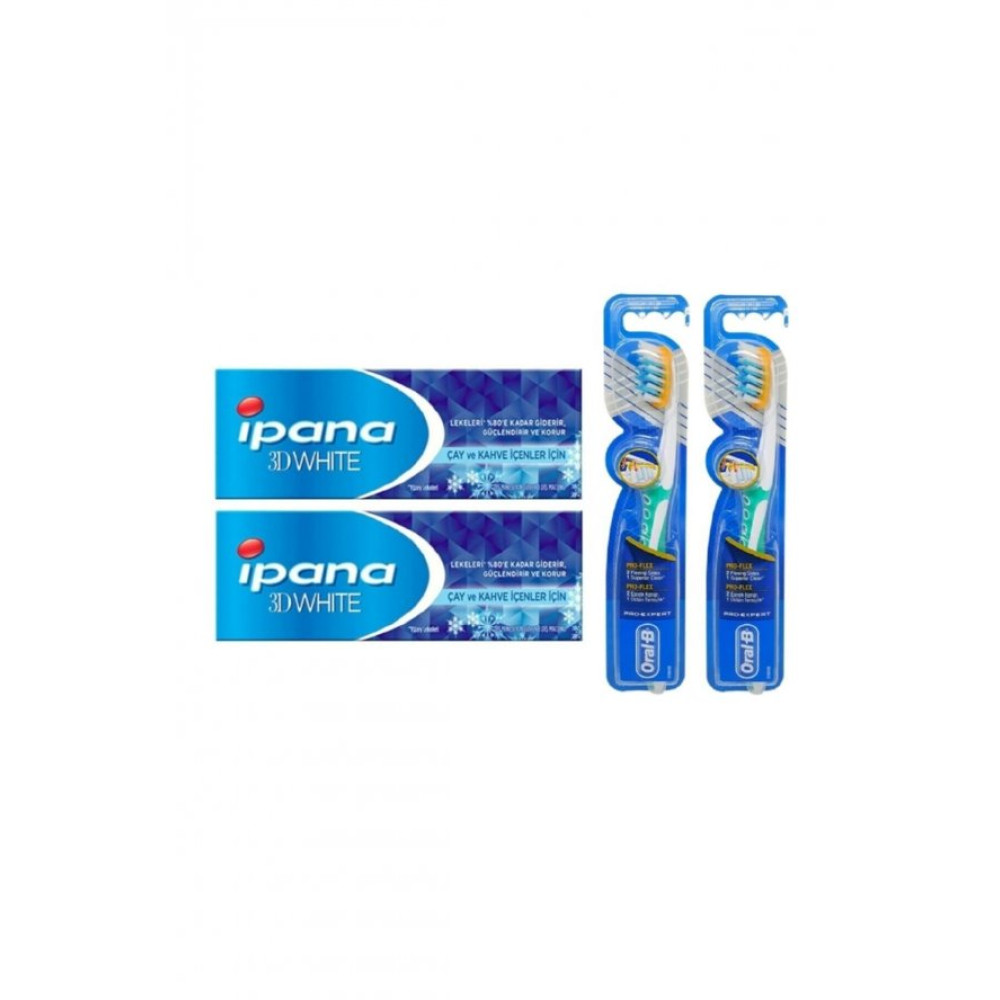 3 Boyutlu Beyazlik Cay Ve Kahve Icenler Ferahlik Dis Macunu 75 Ml + Oral-B Dis Fircasi Pro-Flex 2+2 Diş Macunları Fiyatı