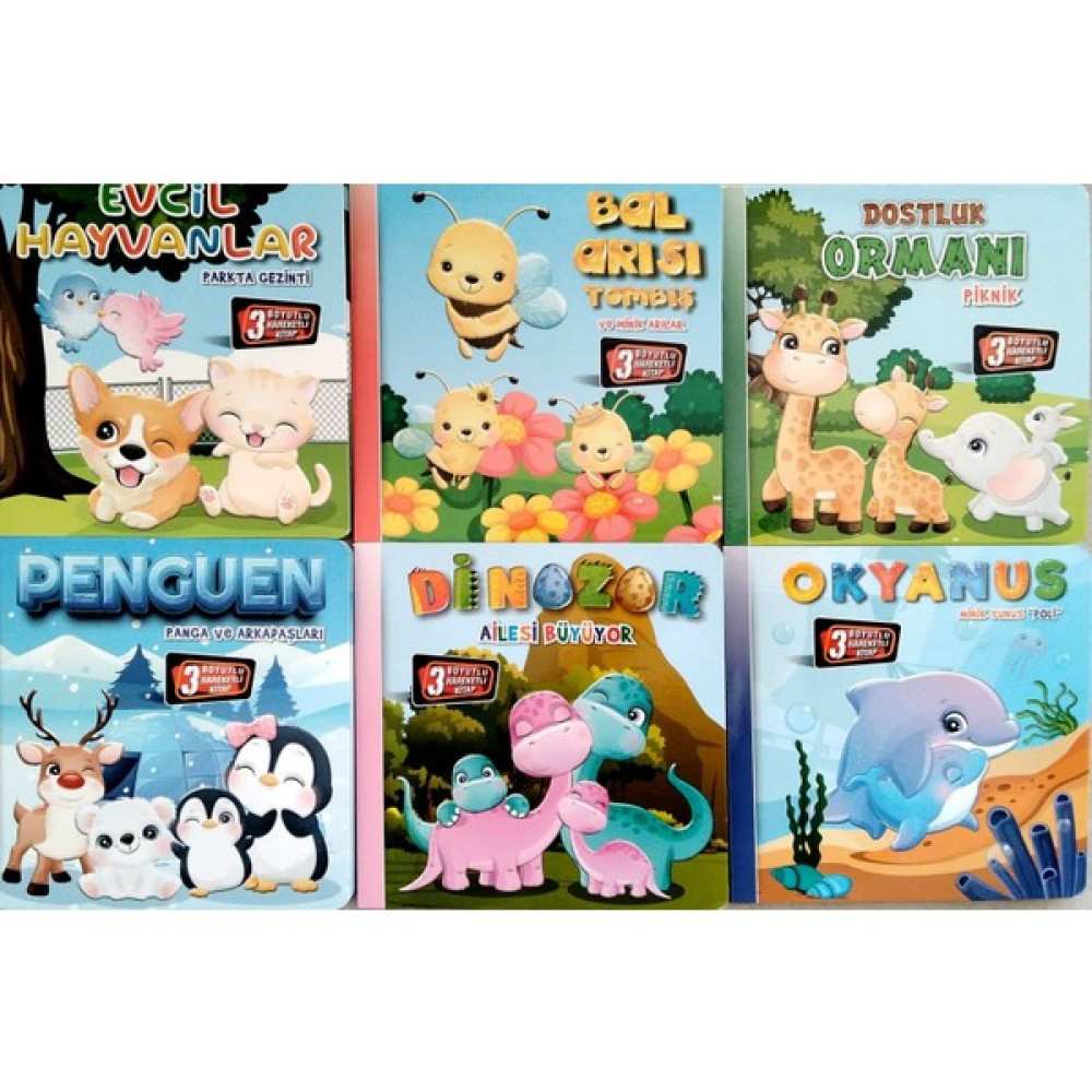 3 Boyutlu Hareketli Kitaplar 6' Lı Set Hareketli Pop-Up Kitaplar Okul Öncesi Eğitici & Öğretici Kitaplar Fiyatı