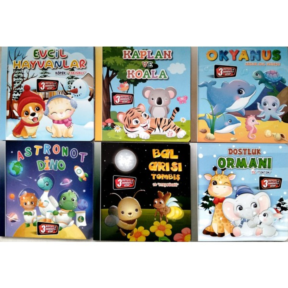 3 Boyutlu Hareketli Kitaplar 6'lı Set Hareketli Pop-Up Kitaplar Diğer Fiyatı