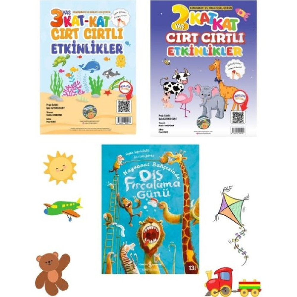 3 Kitap, Ingilizce Destekli- 2-3 Yaş Kat Kat Cırt Cırtlı Etkinlikler, Iş Kültür Diş Fırçalama Okul Öncesi Eğitici & Öğretici Kitaplar Fiyatı